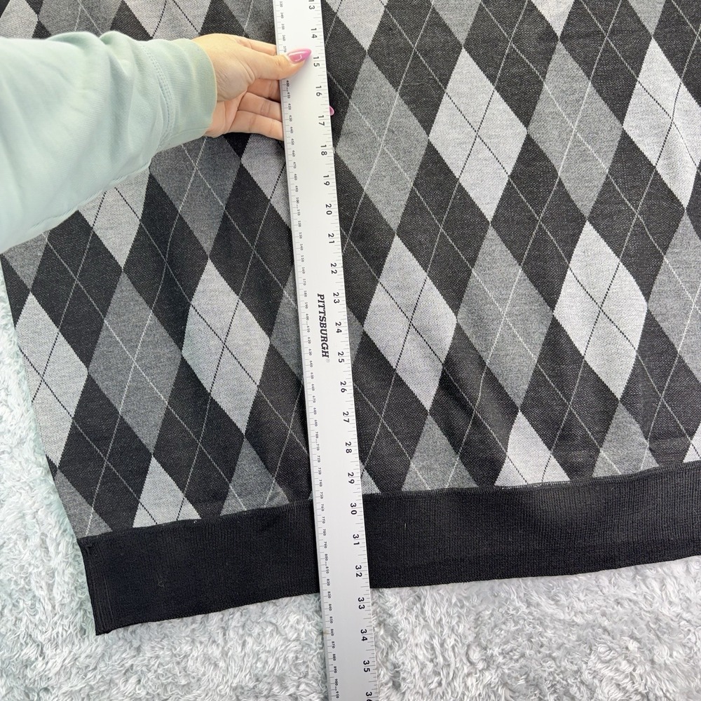 NWT VTG Sahara Club Acrylic Diamond Plaid HipHop Knit Sweater Black Men 3X - Picture 9 of 16
